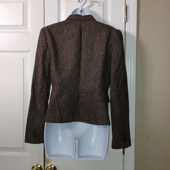 Ann Taylor brown tweed wool  lined blazer jacket   Sz 4 - Picture 3 of 6